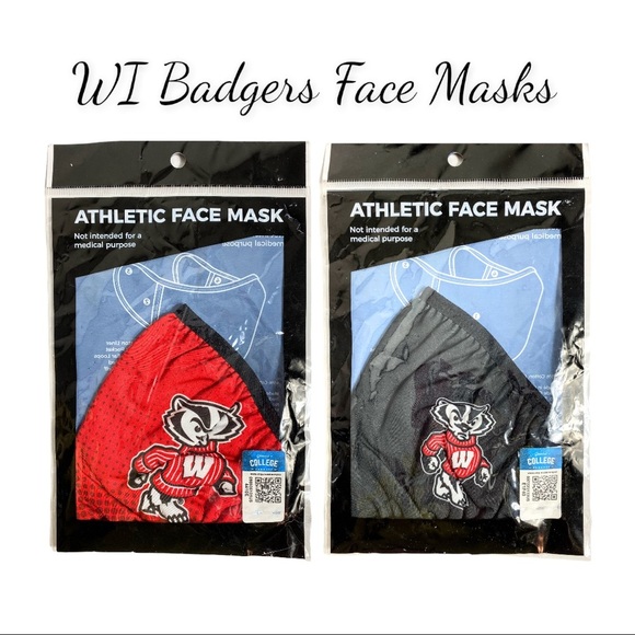 NIP Wisconsin Badgers Face Masks - Set of Two - Picture 1 of 6